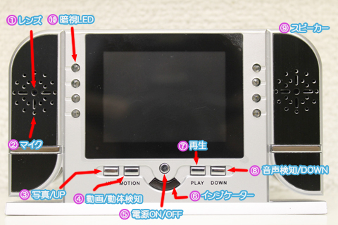 液晶モニター付きで再生可能なデジタル置時計型ビデオカメラ０２－１